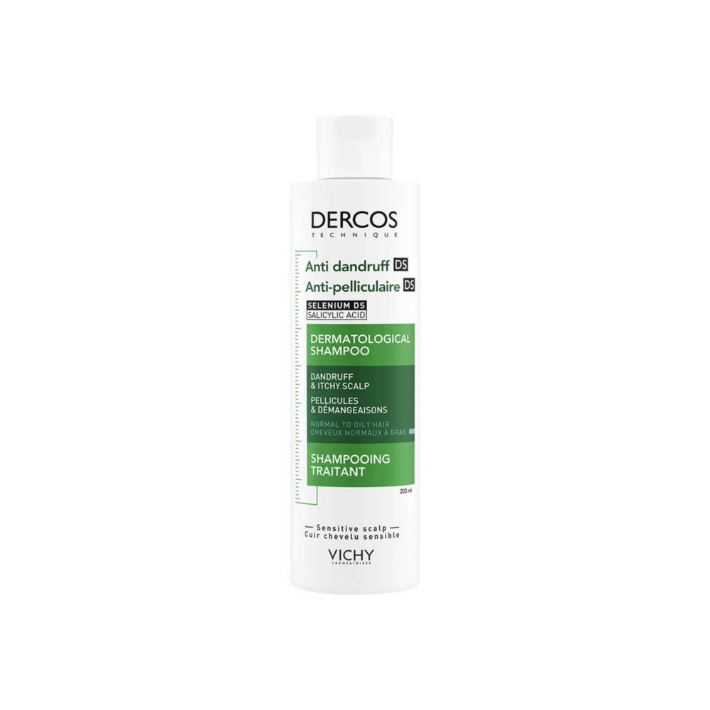 Vichy Dercos Anti-Dandruff and Anti-Itch Dermatological Shampoo for Normal to Oily Hair with Salicylic Acid, 200ml