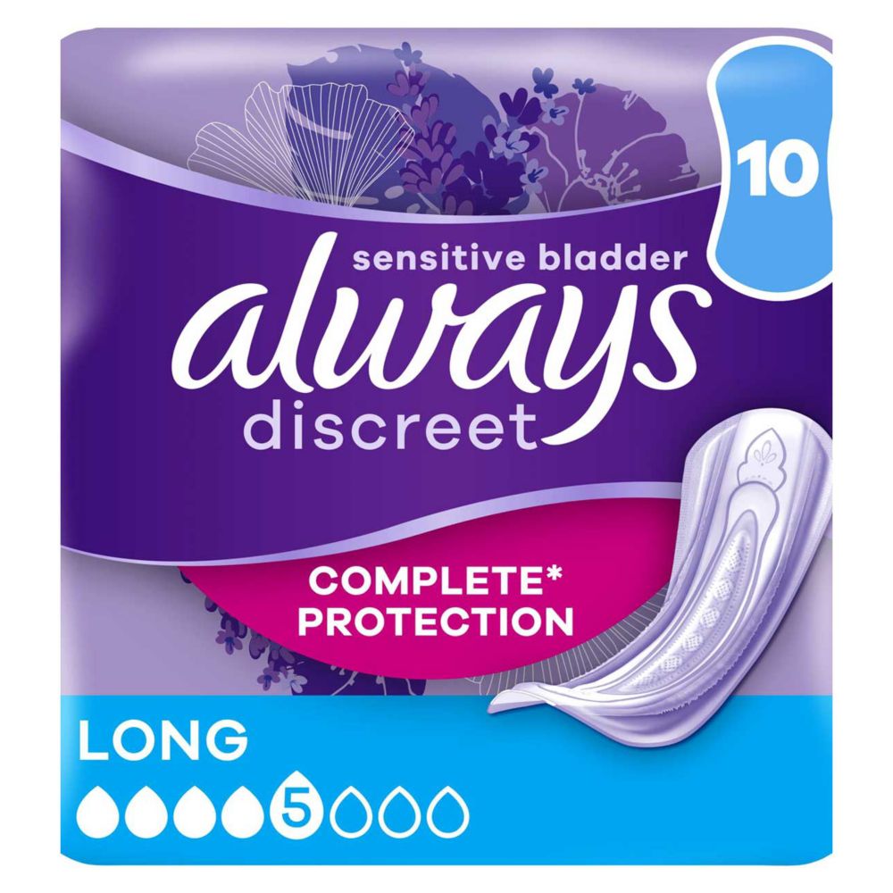 Always Discreet Incontinence Pads Plus Women Long x10