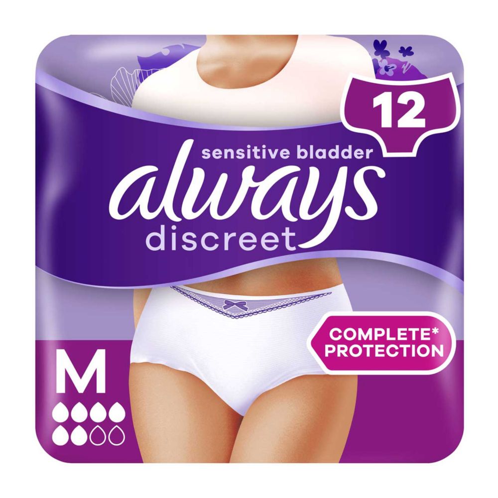 Always Discreet Underwear Incontinence Pants Women Normal M X12