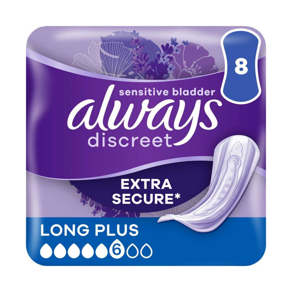 Always Discreet Incontinence Pads Plus Women Long Plus x8