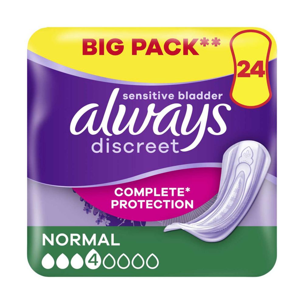 Always Discreet Incontinence Pads Women Normal x24
