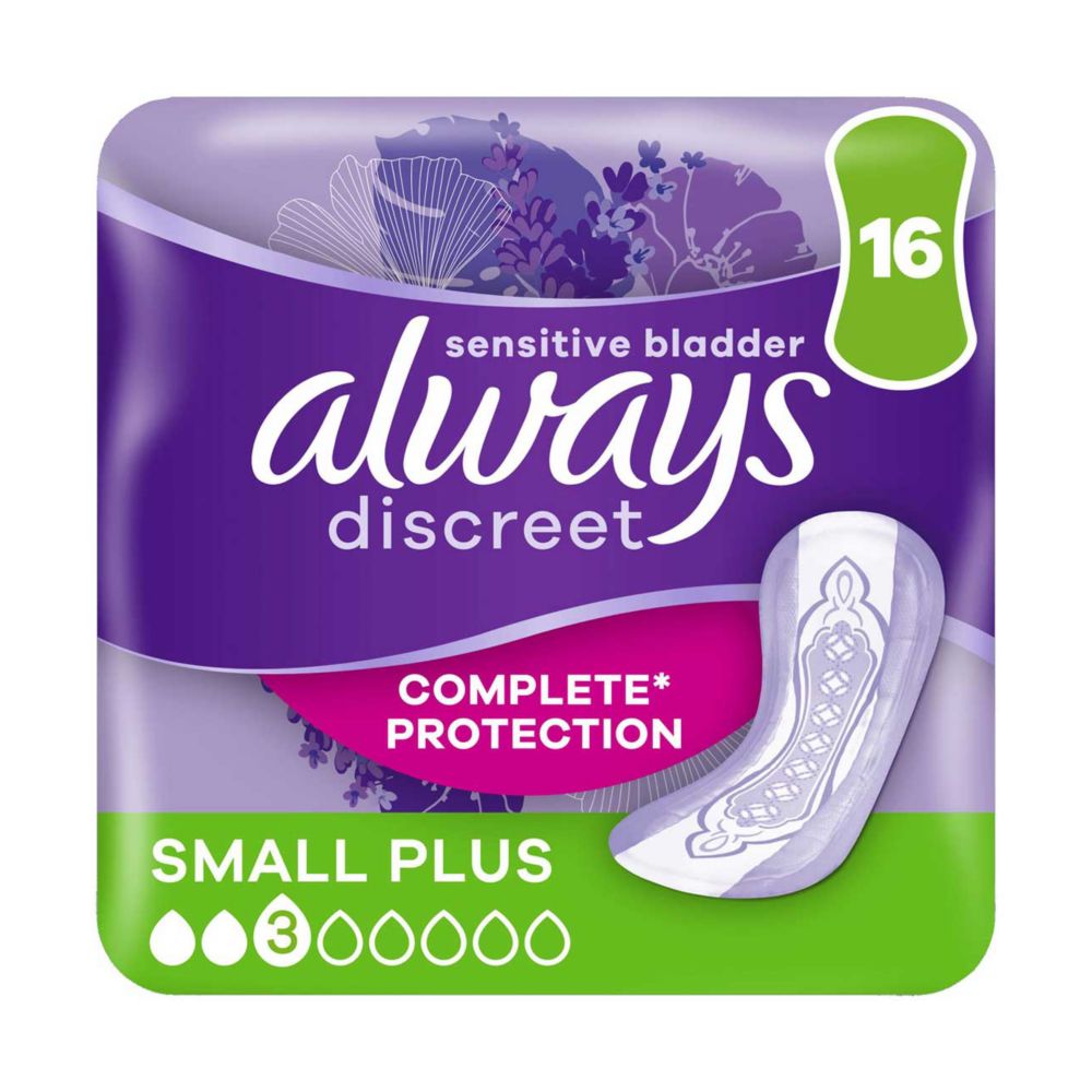 Always Discreet Incontinence Pads Small Plus For Sensitive Bladder x16