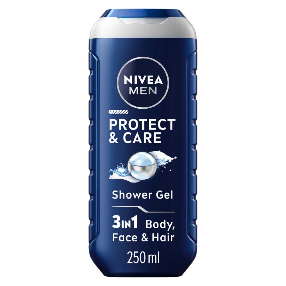 NIVEA MEN Protect & Care Moisturising Shower Gel with Aloe Vera for Body, Face & Hair 250ml