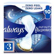 Always Infinity FlexProtect Sanitary Towels Night (Size 3) with Wings 10 Pads