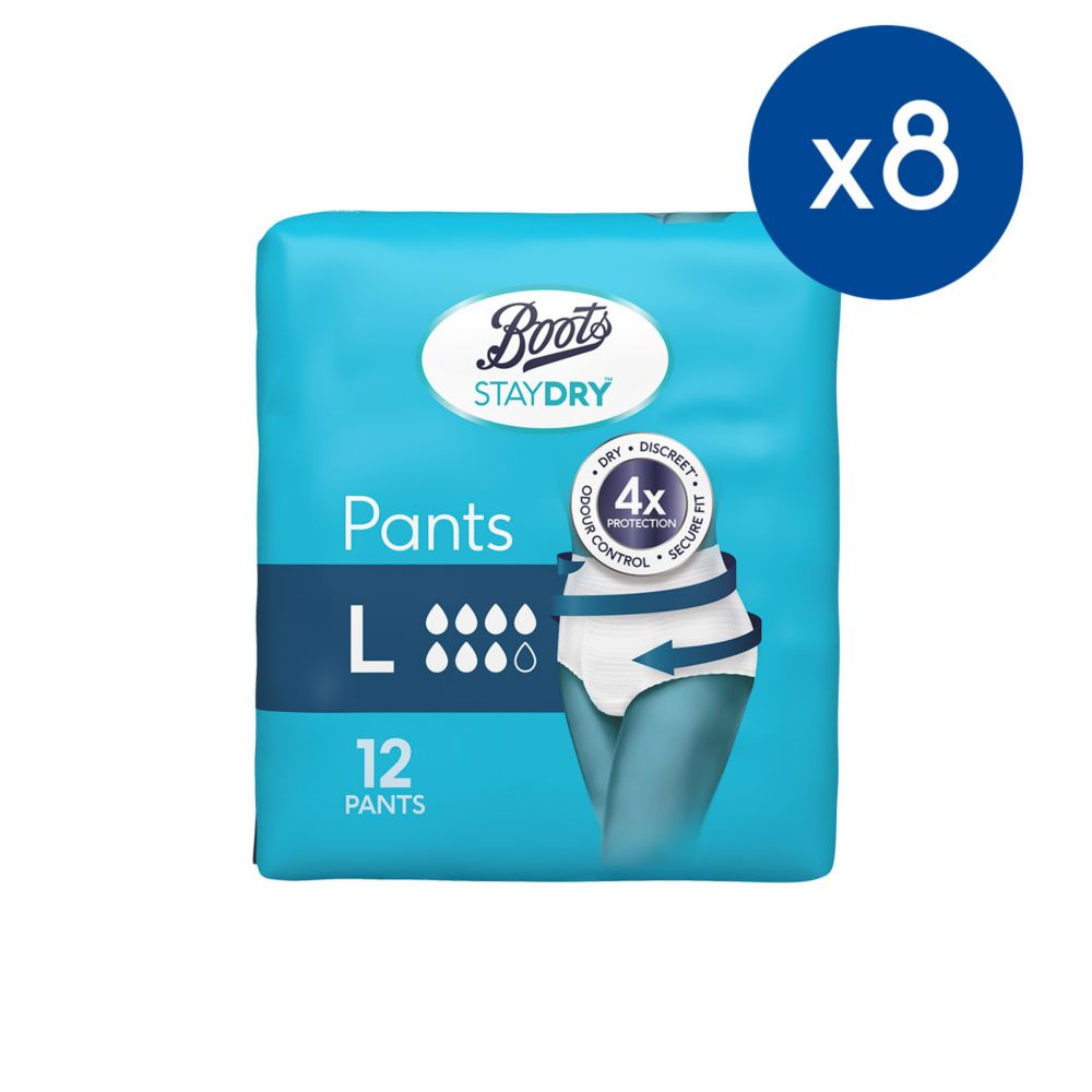 Boots StayDry Pants Large - 96 Pants (8 Pack Bundle)