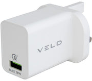 VELD VH18AW Super-Fast 18 W USB Wall Charger - White