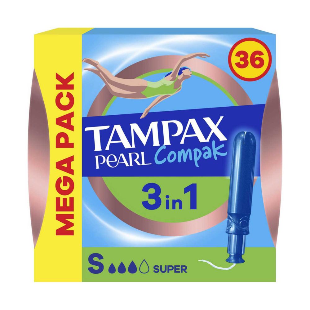 Tampax Pearl Compak Super Tampons Applicator 36X