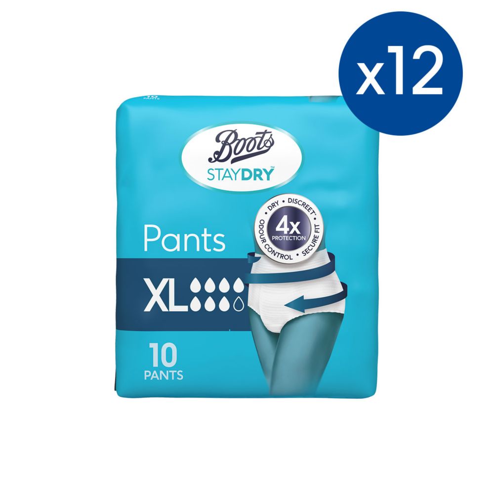 Boots Staydry Pants Extra Large - 120 Pants (12 x 10 Pants)