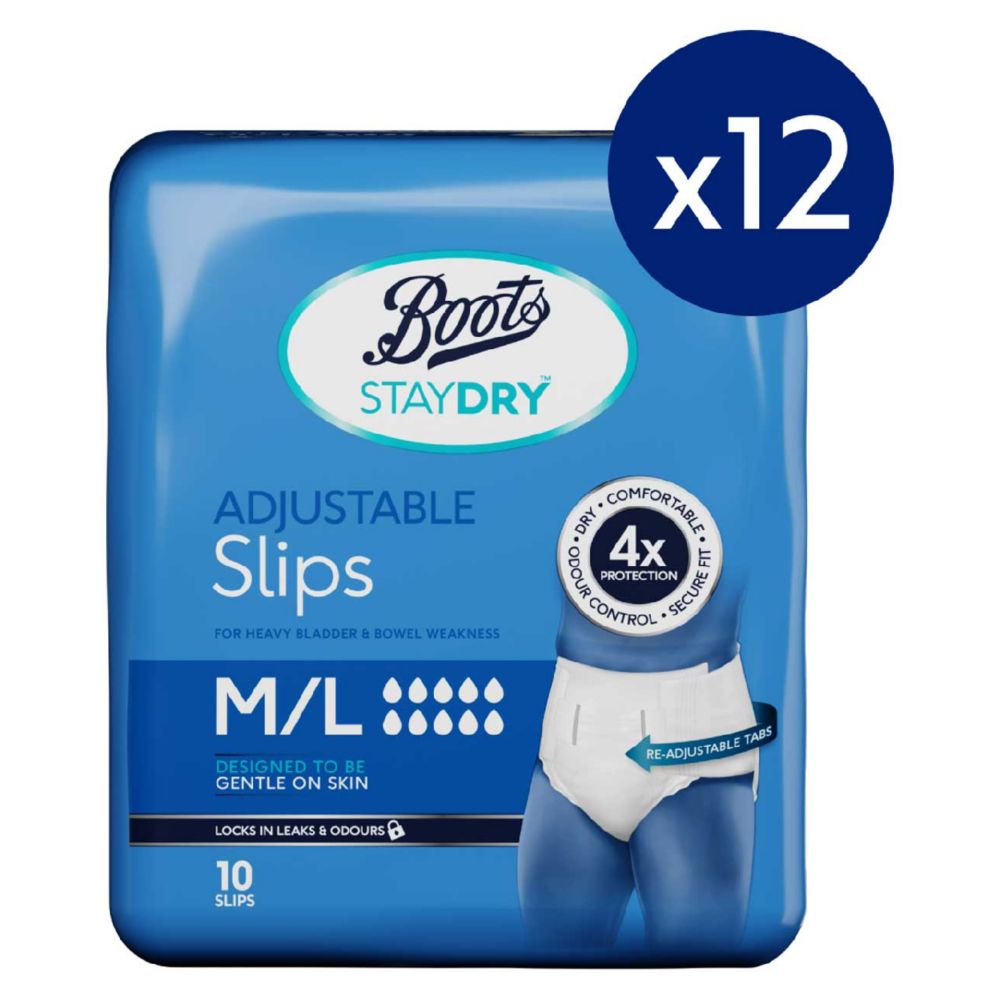 Boots Staydry Slip Medium/Large - 120 Pairs (12 Pack Bundle)