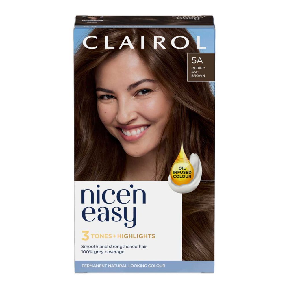 Clairol Nice'n Easy Crème Oil Infused Permanent Hair Dye 5A Medium Ash Brown 177ml