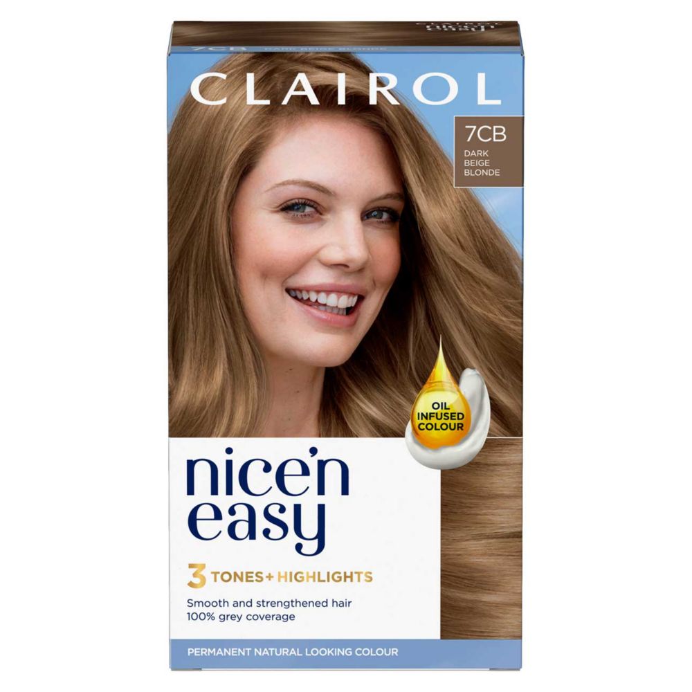 Clairol Nice'n Easy Crème Oil Infused Permanent Hair Dye 7CB Dark Champagne Blonde 177ml