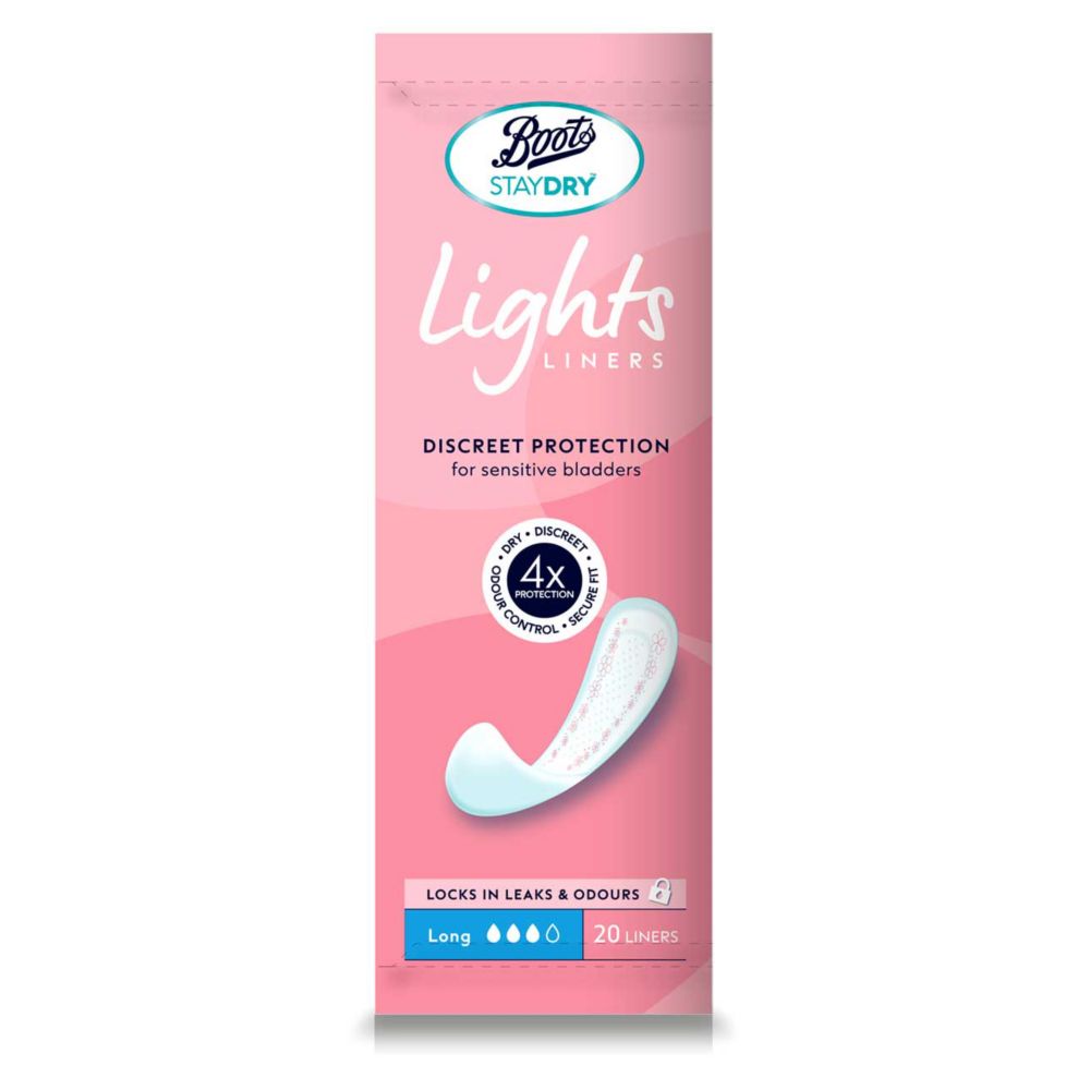 Staydry Lights Long Liners for Light Incontinence - 20 Pack