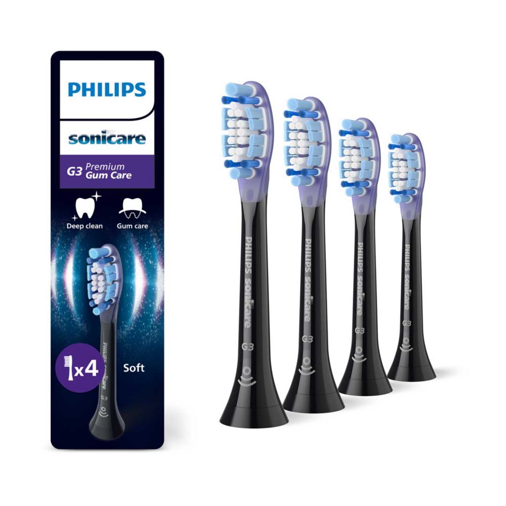 Philips Sonicare Premium Gum Care BrushSync Enabled Replacement Toothbrush Brush Heads (Black) 4pk HX9054/33