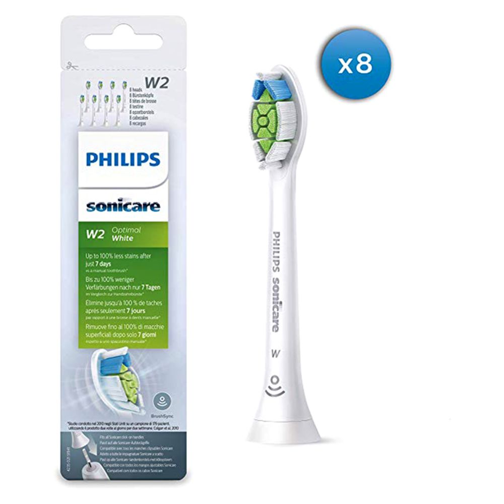 Philips Sonicare Optimal White Replacement Toothbrush Brush Heads 8pk (White) HX6068/12
