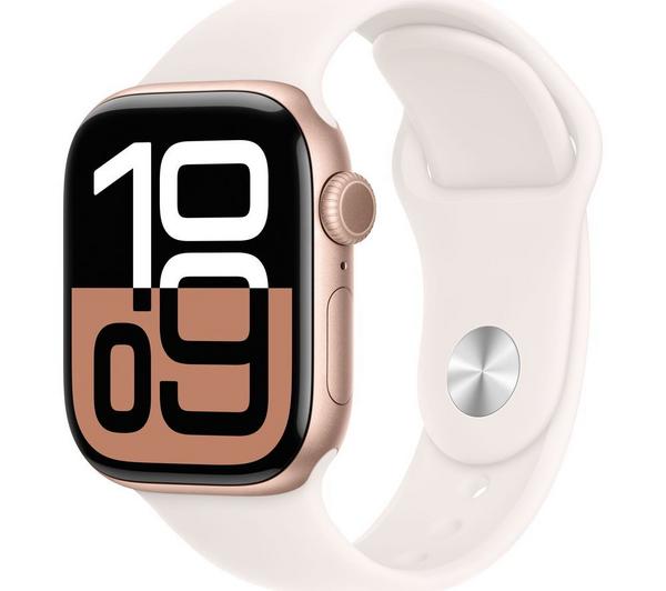 APPLE Watch Series 10 - 42 mm Rose Gold Aluminium Case with Light Blush Sport Band, M/L