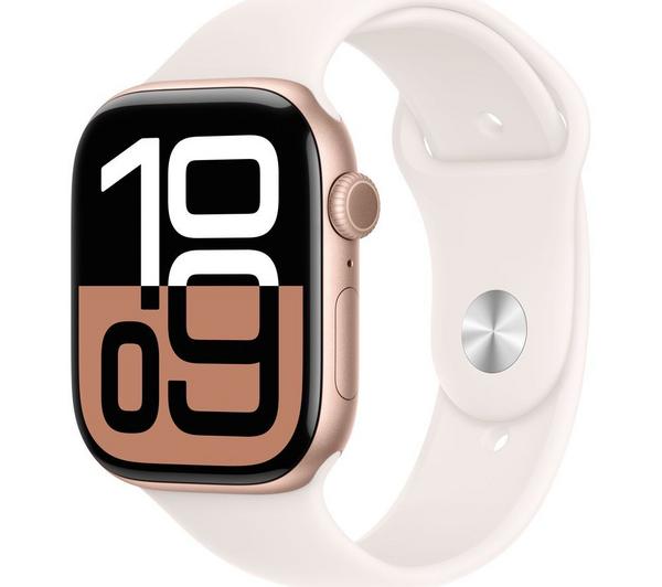 APPLE Watch Series 10 - 46 mm Rose Gold Aluminium Case with Light Blush Sport Band, M/L