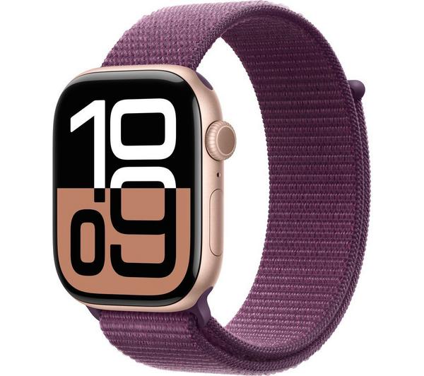 APPLE Watch Series 10 - 46 mm Rose Gold Aluminium Case with Plum Sport Loop