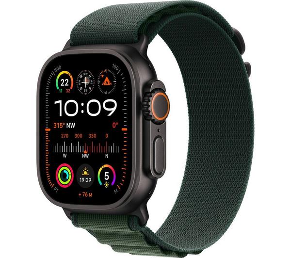 APPLE Watch Ultra 2 Cellular - 49 mm Black Titanium Case with Dark Green Alpine Loop, Small