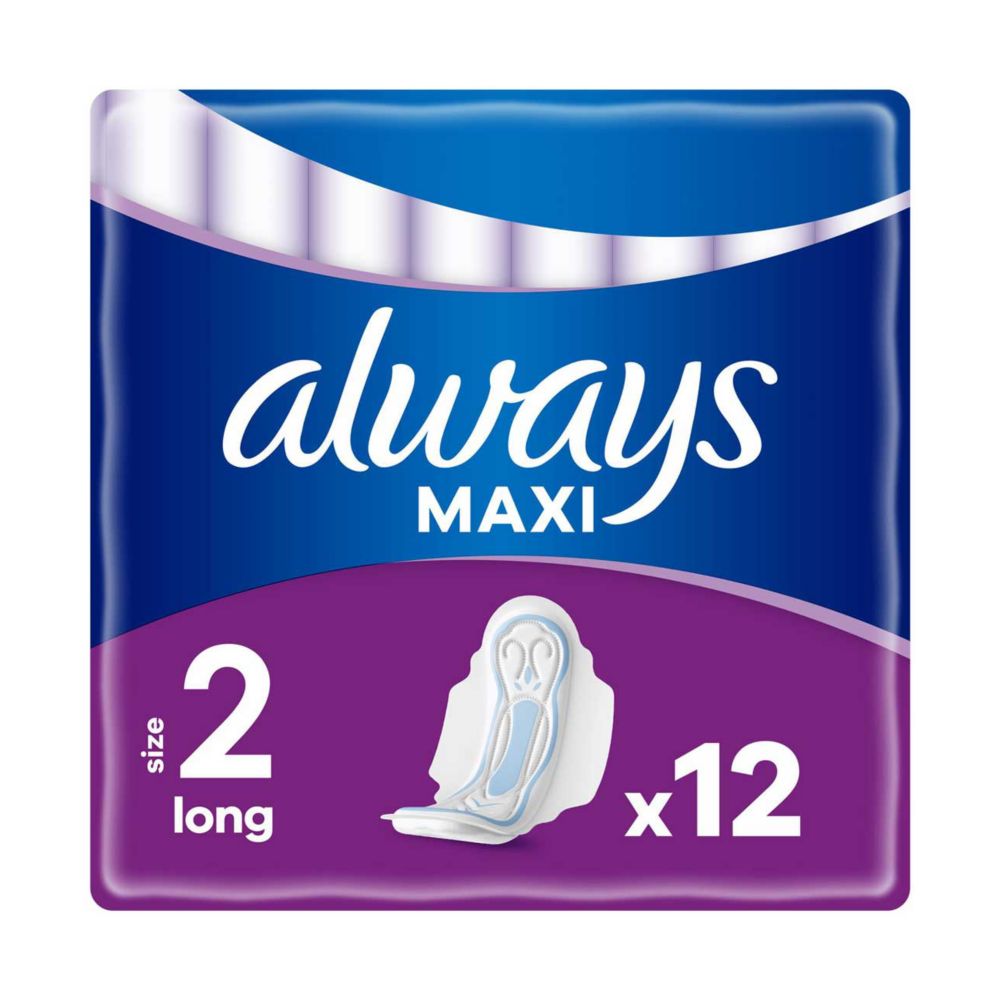Always Maxi Long Sanitary Towels (Size 2) Wings X12 Pads