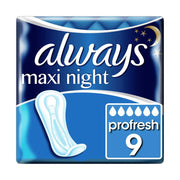 Always Maxi Profresh Night Sanitary Towels X9