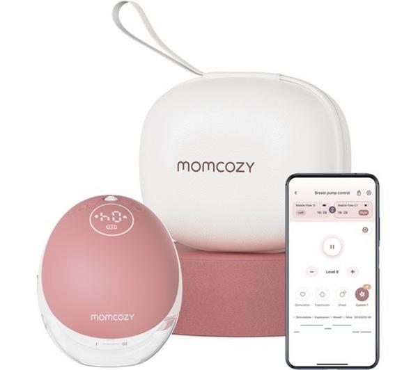 MOMCOZY M9 Mobile Flow Single Breast Pump - Pink & White