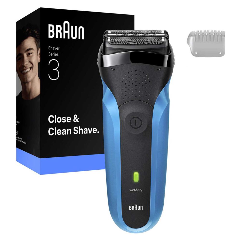Braun Series 3, Electric Shaver Wet & Dry Razor For Men - Black/Blue 310