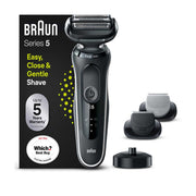 Braun Series 5 Electric Shaver with Charging Stand and 2 Easy Click Attachments - White 50-W4650cs