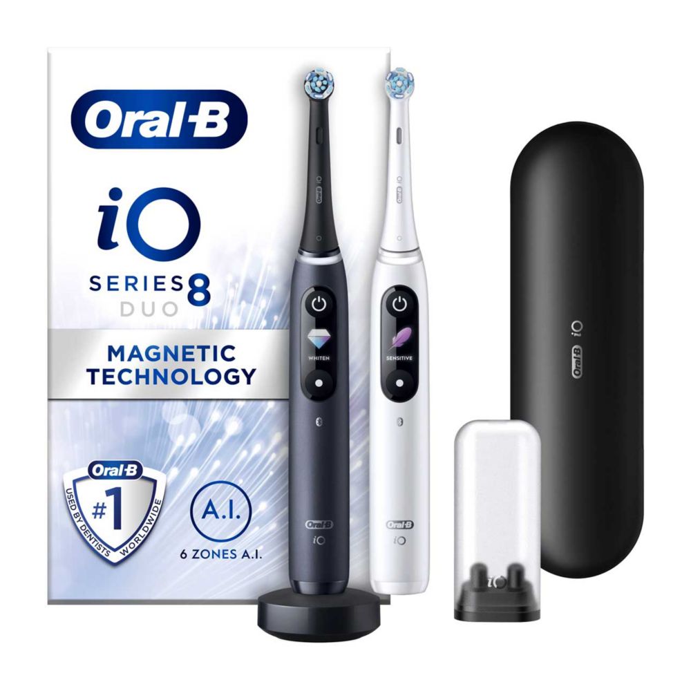 Oral-B iO8™ Electric Toothbrush White Alabaster & Black Onyx Duo Pack