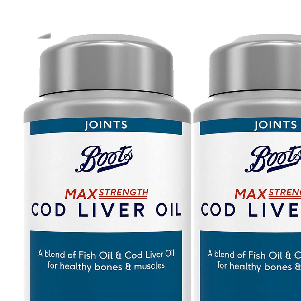Boots Max Strength Cod Liver Oil 1000mg Bundle: 2 x 180 Capsules (1 year supply)