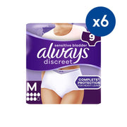 Always Discreet for Sensitive Bladder Pants Plus (6 Drop) Medium - 54 Pants (6 pack bundle)