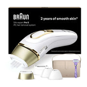 Braun IPL Silk-Expert Pro 5, At Home Hair Removal Device with Vanity Case, White/Gold, PL5347