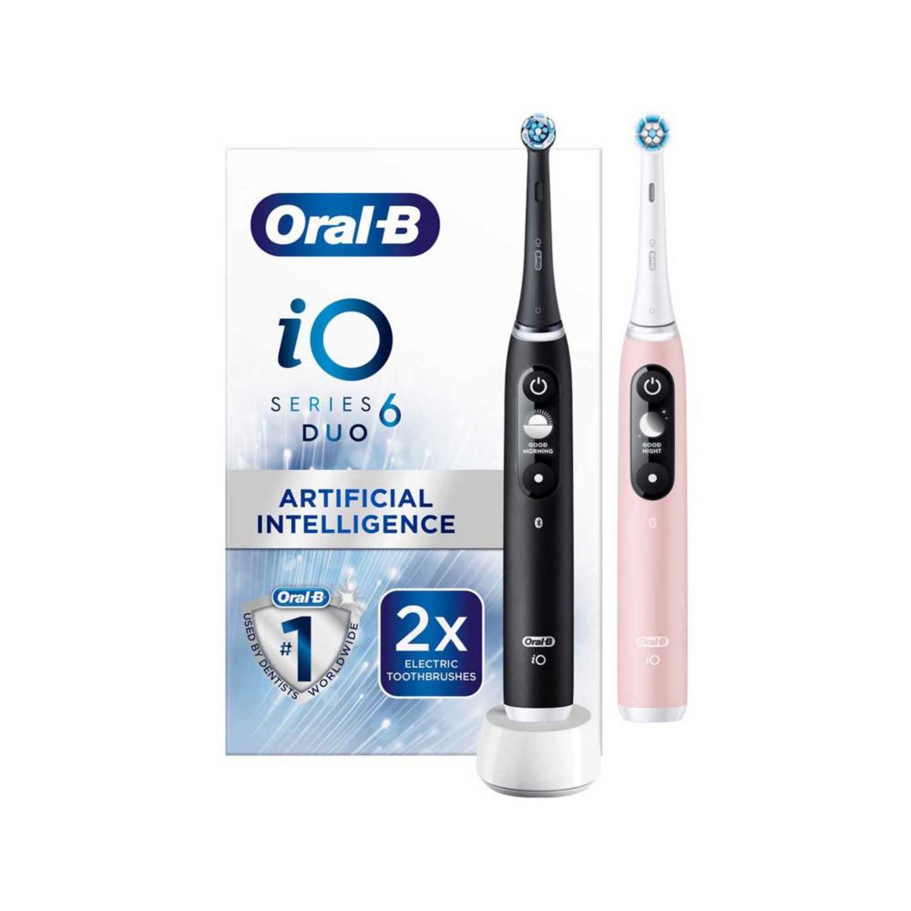 Oral-B iO6 Electric Toothbrush - Black Lava & Pink Sand Duo Pack