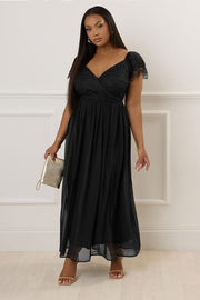 YOURS LONDON Curve Black Lace Maxi Wrap Dress
