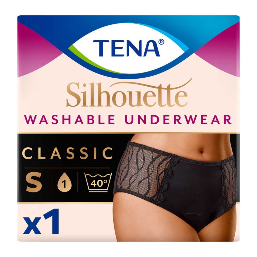 TENA Silhouette Washable Absorbent Underwear Classic Black