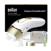 Braun IPL Silk-Expert Pro 5, At Home Hair Removal Device with Pouch, White/Gold, PL5257