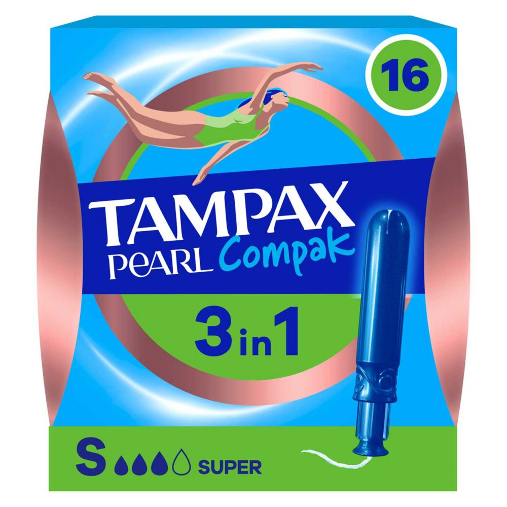 Tampax Pearl Compak Super Tampons With Applicator x16