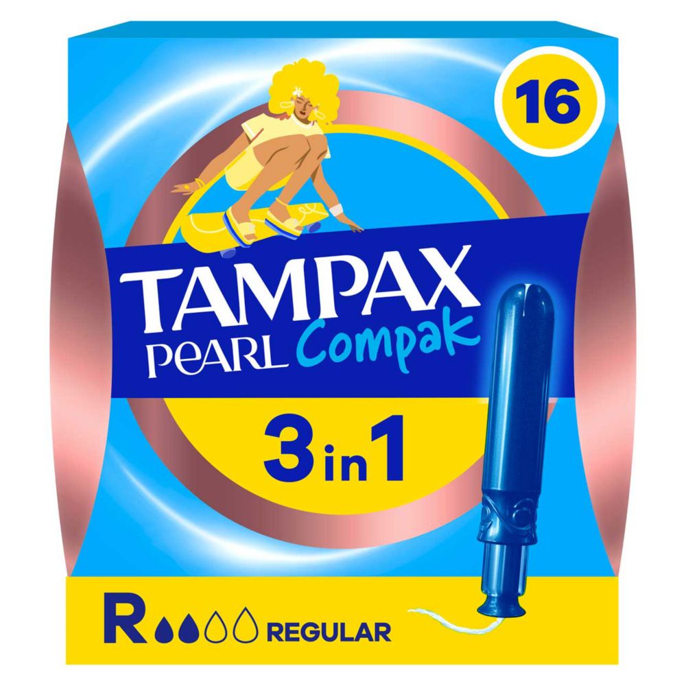 Tampax Pearl Compak Regular Tampons With Applicator x16