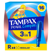 Tampax Pearl Compak Regular Tampons With Applicator x16