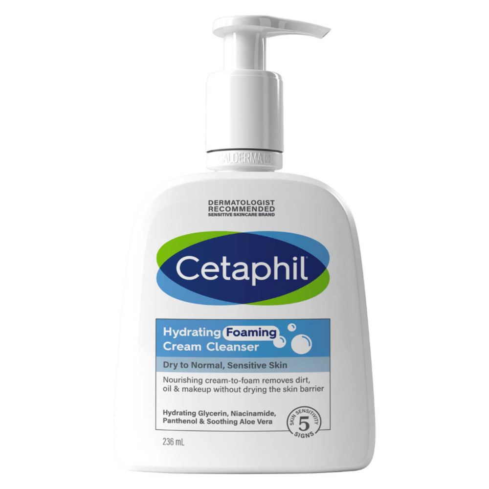 Cetaphil Hydrating Foaming Cream Cleanser, Face Wash Sensitive Skin 236ml