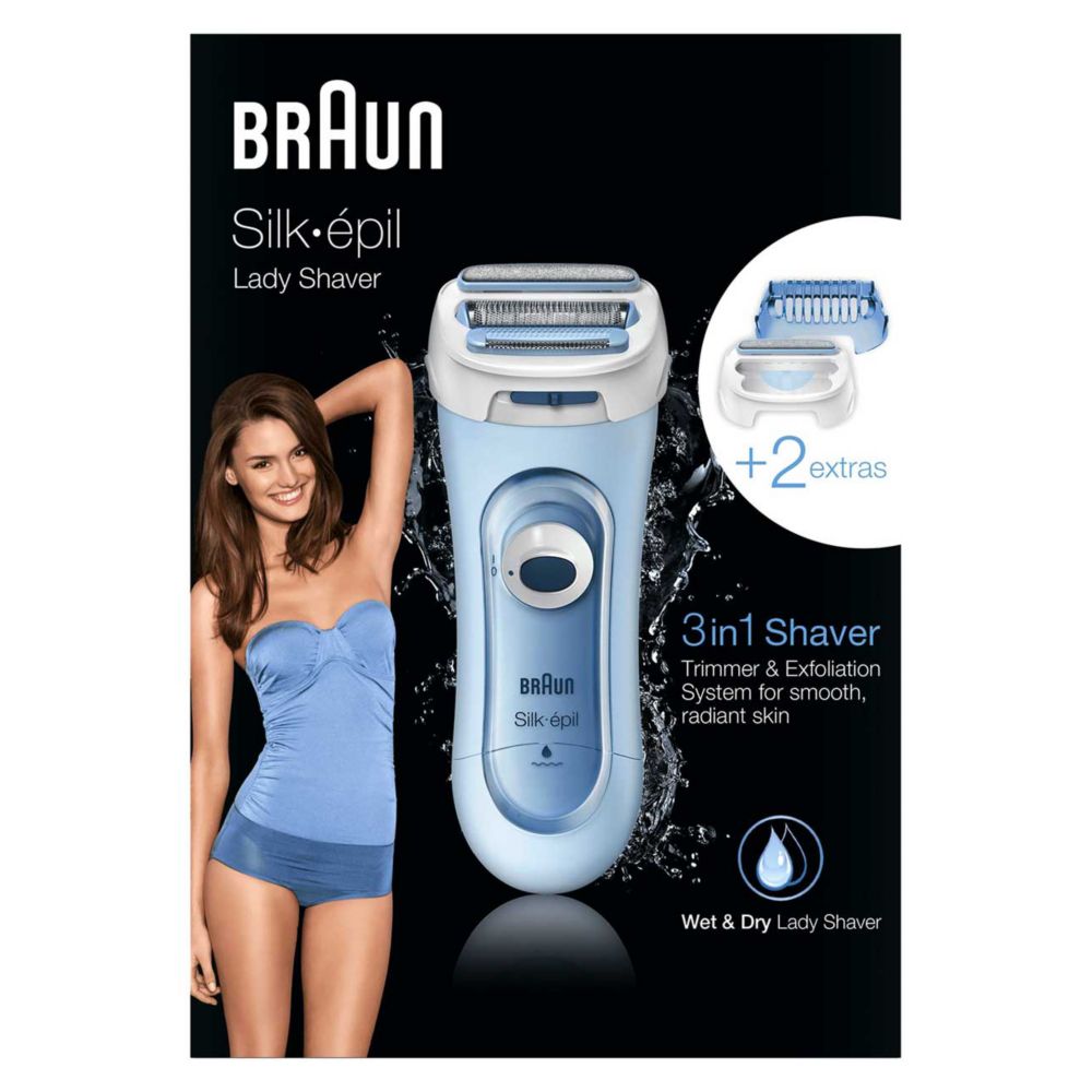 Braun Silk-épil Lady Shaver 5-160 Blue - 3-in-1 Wet & Dry Electric Shaver