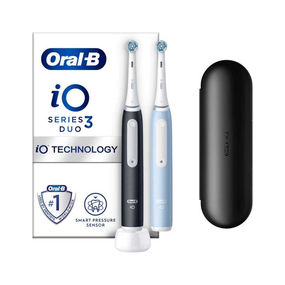 Oral-B iO3 Electric Toothbrush Matt Black & Ice Blue Duo Pack
