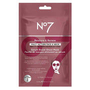 No 7 Restore & Renew FACE & NECK MULTI ACTION Serum Boost Sheet Mask