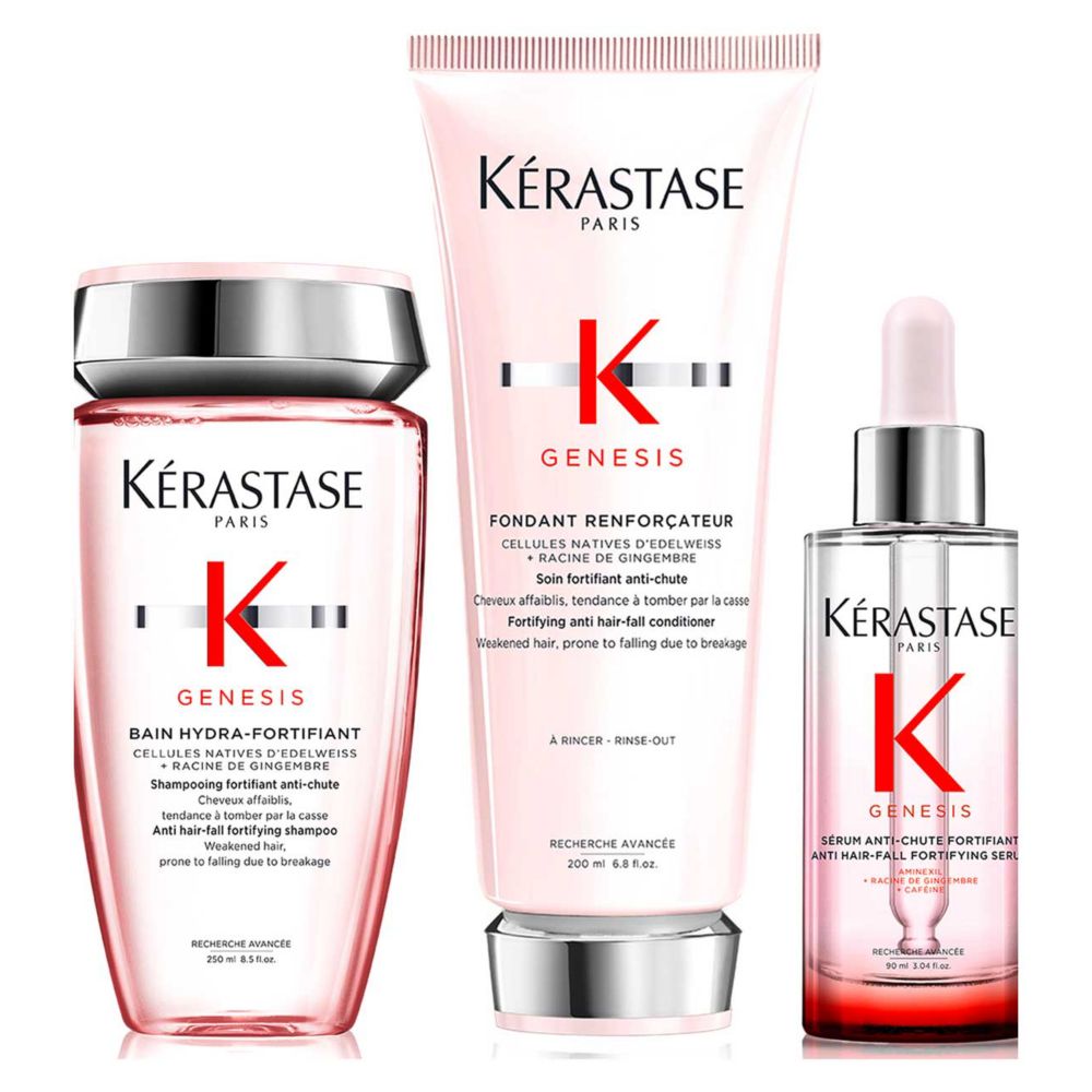 Kérastase Genesis Shampoo, Conditioner and Hair Serum, Fortifying Routine to Maintain Weakened Hair Prone to Breakage, Trio Set