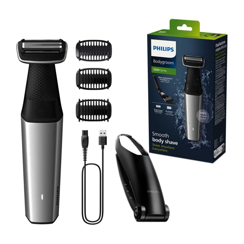 Philips Series 5000 Cordless and Showerproof Body Groomer with Back Attachment and Skin Comfort System - BG5021/15