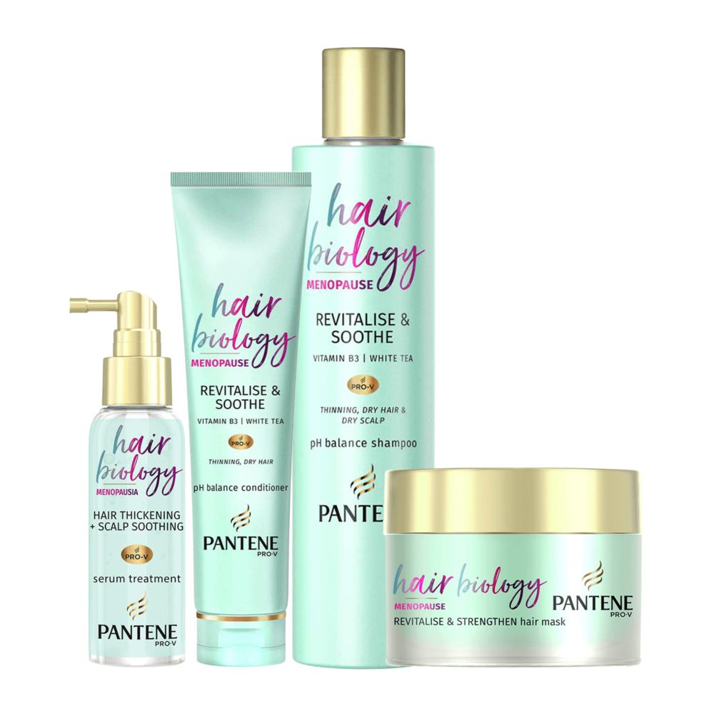 Pantene Hair Biology Menopause Bundle - Shampoo, Hair Conditioner, Hair Serum & Hair Mask