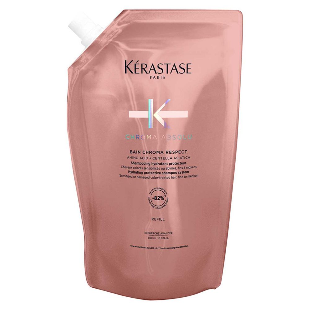 Kérastase Chroma Absolu Shampoo Colour Protecting Refill Pouch, for Medium-Thick Colour Treated Hair with Amino 500ml
