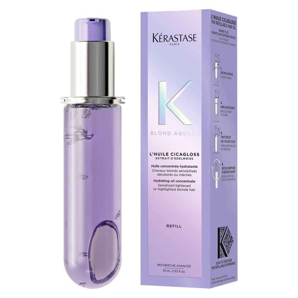 Kérastase Blond Absolu Hair Oil Huile Cicagloss Refill Capsule, for Blonde or Lightened Hair with Hyaluronic Acid 75ml