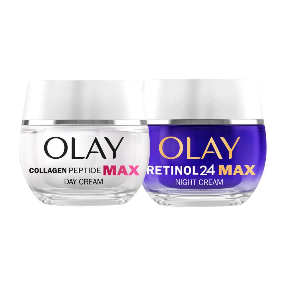Olay Collagen Peptide MAX Day Cream 50ml & Olay Retinol 24 MAX Night Cream 50ml Bundle