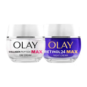 Olay Collagen Peptide MAX Day Cream 50ml & Olay Retinol 24 MAX Night Cream 50ml Bundle