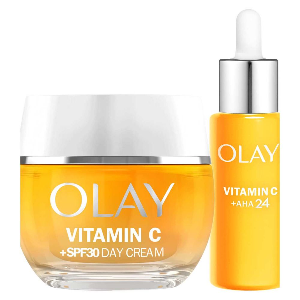 Olay Vitamin C Anti-Dark Spot SPF30 Day Cream 50ml & Vitamin C + AHA24 Day Serum 40ml Bundle
